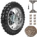 Tire Rear Wheel 2.50-10 2.50x10 & 25H Chain 132L & Chain Breaker for Razor MX500 MX650 SX500 Mini Dirt Rocket Bike Chain Sprocket Axle Brake Rotor for Electric Moto Off-Road Bike Anti-slip 2.50"x10"
