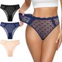 Eiggam Women's Cotton Bikini Panties,High-Cut Full Coverage Stretch Cool Underwear for Women (L)