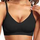 Seamless Wireless Push Up Bra for Women - Full Coverage Bralette with Comfort Lift Support Everyday T-Shirt Bra, L (Black)