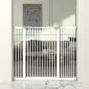 41" Extra Tall Cat Gate for Doorway, 40.6-49.1'' Metal Pet Baby Safe Gate, Extra Wide Pressure Mounted Child Door with Expansion Kit, No Drilling Cat Fence Indoor, Tall Dog Gate, White
