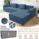 ZNSAYOTX Stretch Sectional Couch Covers New-Rectangle Texture, Thick Slipcovers with Elastic Bottom for L Shape Sectional Sofa, 2 Pcs Pet Friendly Universal Protector for(Chaise or Sofa), Dark Grey