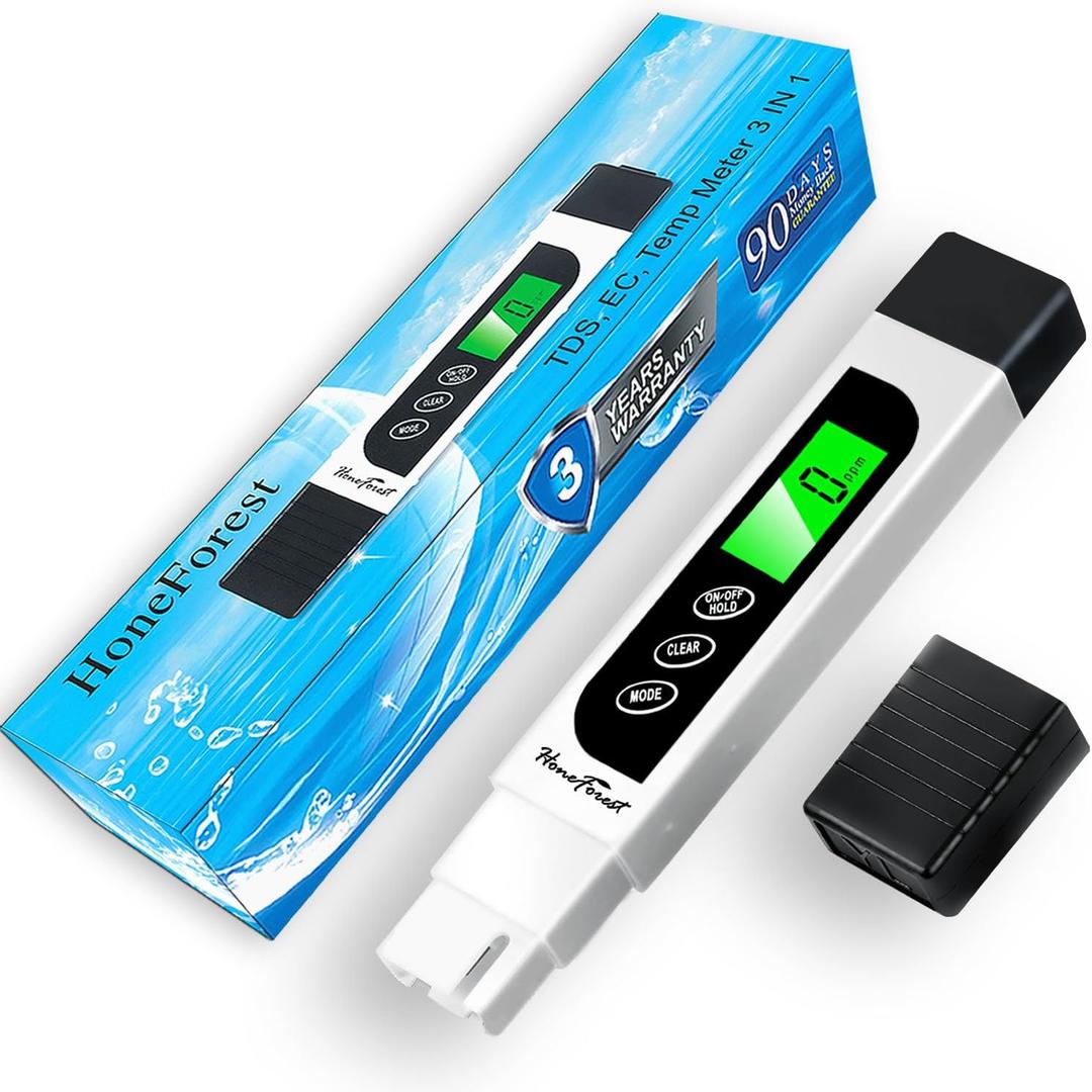 TDS Meter, Digital Water Tester - Accurate and Reliable, Measures TDS, EC & Temperature (F/C), 0-9990ppm, Water Test Meter for Drinking Water, RO/DI System, Aquariums, etc