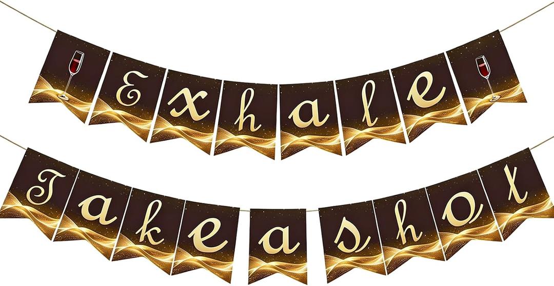 Exhale Night Party Decorations, Friendship Banner Party Banner for Girls, Women Birthday Decorations, Luxury Brown & Gold Girls Night Decoration,Birthday Decoration for Women