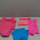 Giegxin Kids 80s Workout Costume Halloween Outfit Accessories Neon Leotard Legging Headband Wristband Leg Warmers (Medium, Rose Red, Lake Blue)