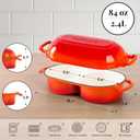 Cast Iron Bread Pan with Lid, Mini Enamel Sourdough Baking Dutch Oven Pot, Double Round Loaf Space for Homemade, Bread, Cake, Meatloaf, 16.5cm Diameter, 500F Oven Safe, Non Stick, Orange
