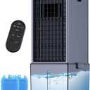 4-IN-1 Portable Air Conditioners w/3.2-Gal Tank for 24H Cooling, 4 Powerful Wind Speeds & 4 Modes, LED Touch Screen, Waterless Alert System & 12H Timer, Remote, Evaporative Air Cooler for Home