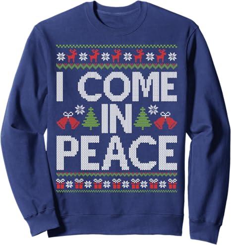 I Come In Peace Couple Matching Ugly Christmas Sweater Xmas Sweatshirt XL