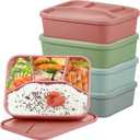 4 Pcs Silicone Bento Box Reusable Lunch Container Smooth Leak Proof Lunch Box Rectangle Bento Boxes for Adult Work Travel Food Meal Compartment Storage, 4 Colors (Classic Colors)