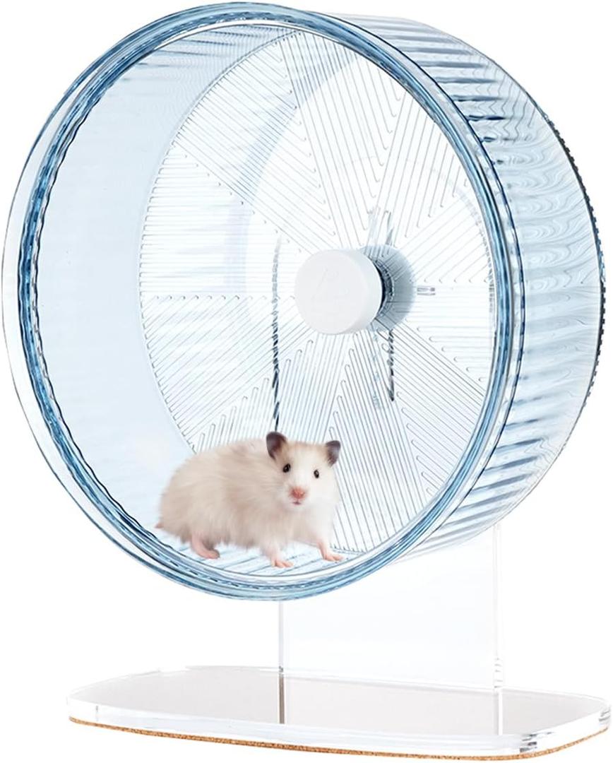 Super-Silent Hamster Exercise Wheel: Silent Spin Toys Hamster Running Wheels with Height Adjustable Stand for Hamsters Gerbils Mice Or Other Small Animals -6.5inch Blue