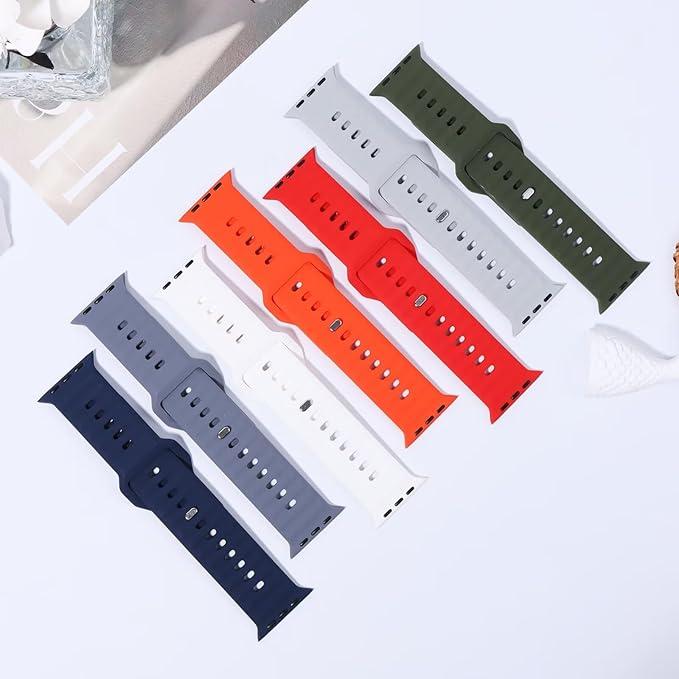 Sport Band Pack Compatible with Apple Watch Ultra 2 Band 49mm 46mm 45mm 44mm 42mm, Wide Soft Silicone Wristband Men's Waterproof Band for iWatch Series 10 9 8 7 6 5 4 3 SE Ultra