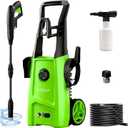 Electric Pressure Washer Power Washer Electric Powered Power Wash Power Washers with Adjustable Nozzle, Pressure Cleaning Machine with Foam Cannon for Cars, Fences, Driveways, Patios, Home Cleaning (Green)