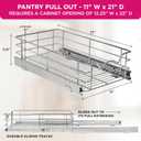 HOLDN STORAGE Pull Out Cabinet Organizer, Slide Out Drawer for Kitchen Cabinets & Pantry, Roll Out Shelf for Pots, Pans & Under Sink Storage, Heavy-Duty Full-Extension, 11"W x 21"D x 5"H