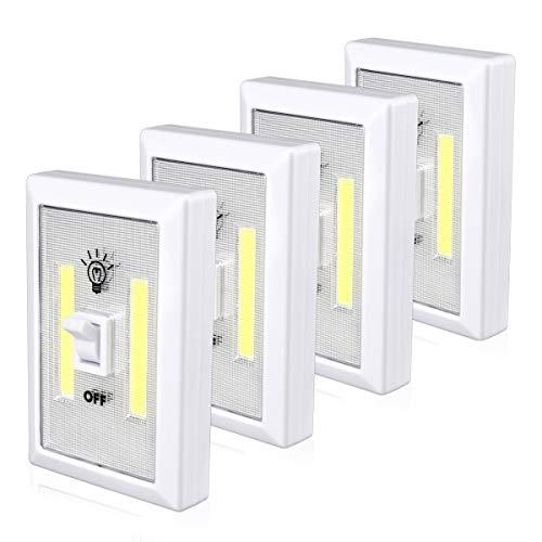 Lzonunl Closet Light, Battery Operated Tap Light, Super Bright Switchlight, Stick On Light Wall Mount Under Cabinet Lighting, Push Night Light for Cupboard, Shed, Basements(4 Pack)