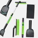 45.6" Ice Scraper and Snow Brush for Car Windshield [Silicone Bristles] ,3in1 Extendable Emergency Snow Shovel with Ergonomic Foam Grip and 360° Pivoting Brush Head for Christmas, Car Auto Truck SUV