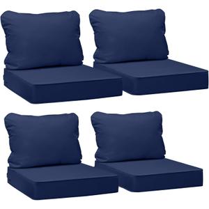 AAAAAcessories Outdoor Seat Cushions for Chairs, Fade-Resistant, Waterproof Patio Furniture Replacement Cushions, 20" x 18" x 3" + 20" x 17", Set of 4, Navy Blue