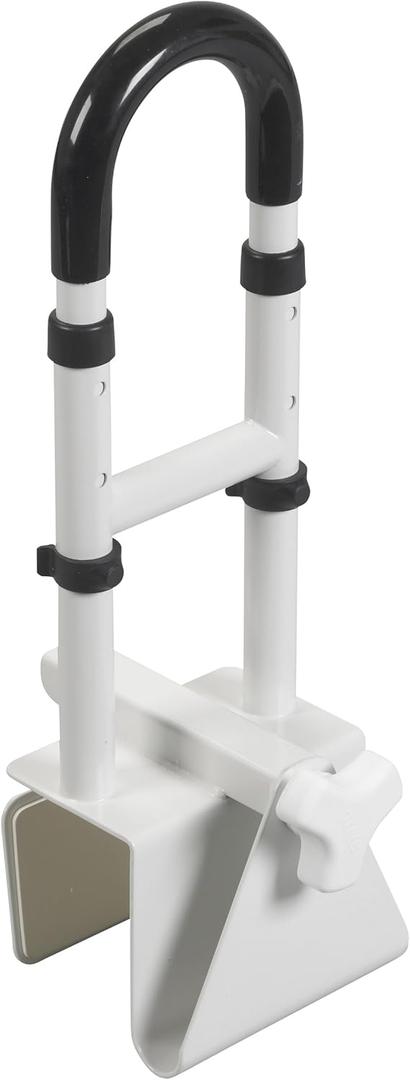 Drive Medical Adjustable Bathtub Grab Bar & Bathtub Safety Rail - Easy Clamp-On Installation - Durable Powder-Coated Steel Construction - Adjustable Height 14 to 17 - Scratch Proof Non-Slip Pads