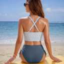 Blooming Jelly Womens High Waisted Bikini Sets Tummy Control Swimsuits Two Piece Swim Suits 2026 Modest Bathing Suits (Blue, M)