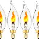 Sunaiony Flickering Light Bulbs E12 Candelabra LED Fire Effect Flicker Flame, LED Candle Flame Bulb for Decoration, 4 Pack (1 Mode)