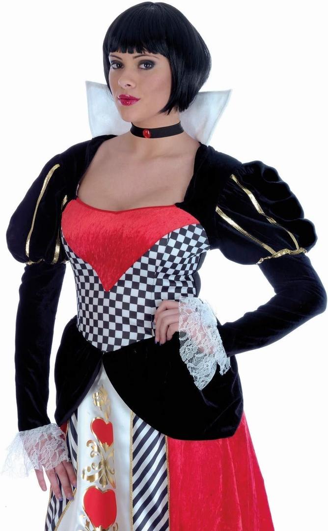 fun shack Queen Of Hearts Costume For Women, Red Queen Outfit, Heart Theme Dress For Adults, Halloween Costume (Medium)