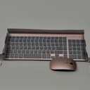 Wireless Keyboard and Mouse Ultra Slim Combo, TopMate 2.4G Silent Compact USB 2400DPI Mouse and Scissor Switch Keyboard Set with Cover, Batteries Included, for PC/Laptop/Windows/Mac - Rose Gold Black