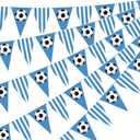 Faccito 5 Pack Blue Soccer Banners Soccer Party Decorations Sports Champion Paper Pennants Blue Hanging Triangle Flags Garland Bunting for Sports Game Fans Outdoor Indoor Birthday Party Supplies