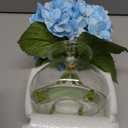 Hollyone Hydrangea Artificial Flowers with Vase Blue Silk Fake Flowers Arrangements in Glass Vase with Faux Water Faux Floral Bulk Bouquet for Home Decor Bathroom Table Centerpiece Shelf Decorations