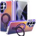 Magnetic Fit for Samsung Galaxy S26 Ultra Case with Stand, Purple | [Compatible with Magsafe] [Cute Fluorescent Design] [1 Screen Protector] Slim Translucent Matte Case for S26 Ultra 6.9"