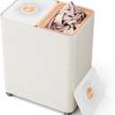 LAMU Collapsible Laundry Hamper, Laundry basket with Wheels, Rolling Clothes Cart with Removable Liner Bags, Lid with Vent Holes & Scent Slot, Modern hamper, Stylish Dirty Clothes Organizer for Home (100L)