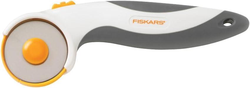 Fiskars 45mm Rotary Cutter for Fabric, Titanium Rotary Cutter Blade for Precise Cuts, Right and Left Handed, Comfort Handle, Arts and Crafts, Sewing Supplies and Quilting Tools