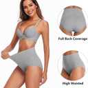 ASIMOON Tummy Control High Waisted Underwear for Women Cotton Plus Size Full Coverage Panties Ladies Briefs (M)
