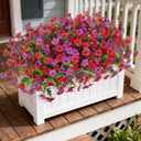 Artificial Fake Flowers Plants for Outdoor Spring Summer Decor 12 Bundles | Faux Silk Flowers for Outdoor Outside Planter Colorful Daisy UV Resistant Look Real for Front Door Porch Patio Yard