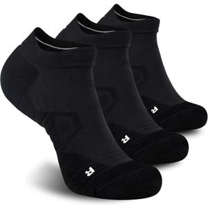 Hylaea Athletic Running Socks Cushion Padded Moisture Wicking Low Cut (X-Large, 3 Pairs Black)