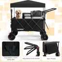 3 in 1 Collapsible Wagon with 300lbs Weight Capacity,150L Heavy Duty Utility Cart with Removable Canopy,with Big All-Terrain Beach Wheels & Drink Holders,Black