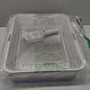 Stainless Steel Cat Litter Box, Odor Free Metal Litter Box with High Sides Lid, Open Top Low Entry Litter Pan Include Scoop Easy Cleaning Anti-Scratch Kitty Cat Box Anti-Urine Leakage, Non-Sticky, M (Light Grey(17.5 in))