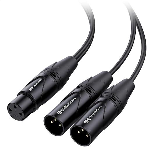XLR3 Female to Dual XLR3 Male Y-Splitter Cable - 18 Inches/0,5m