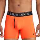 POLO RALPH LAUREN Men's 4D Flex Cooling Microfiber Boxer Briefs, Long Leg & Trunks Available, 3-Pack (Medium, Active Orange/Polo Black, Company Olive/Active Orange - 3 Pack)