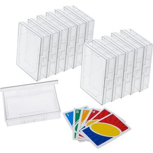 Blulu 12 Pcs Card Deck Boxes Empty Plastic Storage Box Clear Playing Card Case Holder Game Organizers Container, Snaps Closed