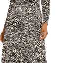 Maggy London Women's Long Sleeve Mock Neck Midi Dress with Asymmetrical Hem (Charcoal/Cream) 14W