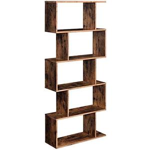 VASAGLE Bookcase, 5-Tier Bookshelf, Display Shelf and Room Divider, Freestanding Decorative Storage Shelving, Rustic Brown ULBC62BX, 27.6”L x 9.4”W x 62.6”H (70 x 24 x 159 cm)
