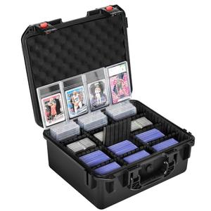 Graded Card Case Storage Box: Trading Card Storage Box with 9 Dividers for PSA BGS SGC Top Loaders Sports Cards, Waterproof Hard Slab Case for Baseball Football Basketball Magnetic Cards (Holds 600+)
