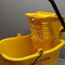 Amazon Basics Side Press Wringer Combo Commercial Floor Cleaning Rectangular Mop Bucket on Wheels, 35-Quart, Yellow