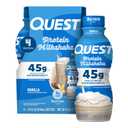 Quest Nutrition Vanilla Protein Shake, 45g Protein, 2g Sugar, 3g Net Carbs, Ready to Drink, Gluten Free, 4 Count (EXP 03/21/26)