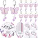 25 Set Baby Shower Favors for Guests Butterfly Keychain Bulk Thank You Cards Bag Baby Shower Return Gifts (Purple)