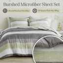 Madison Park Essentials Jaxon Queen Comforter Set, Bed in A Bag Comforter & Sheet Set, Modern Casual Stripes Print, All Seasons, Soft Bedding Makeover, Matching Sham, Queen Green/Grey 7 Piece