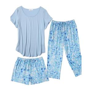 Ekouaer 2 PCS Capri Pajamas for Women Set Short Sleeve Pajama Sets Floral Pj Sets Soft Sleepwear with Pockets 2XL Ekouaer 2 PCS Capri Pajamas for Women Set Short Sleeve Pajama Sets Floral Pj Sets Soft Sleepwear with Pockets 2XL