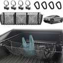BestEvMod Cargo Mesh Net for Pickup Truck Bed Compatible with Tesla Cybertruck 2026 2025 2024 Accessories Mesh Extra Strong Hook Stretchable Trunk Organizer Cargo Net (3 Pocket, Reinforced POM Hooks)