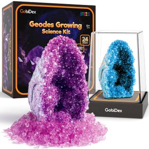 GobiDex Geodes Growing Science Kit for Kids Age 6-8-12, Geodes with Crystals Grow Fast in (24H), STEM Educational Science Experiments Toys, Geology & Rock Enthusiasts Collection, Gifts for Boys Girls