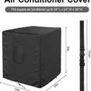 Central Air Conditioner Cover for Outside Units, AC Covers for Outside Winter with 2 Straps, Waterproof Cover Fit up to 24x24x30 inchs (Black)