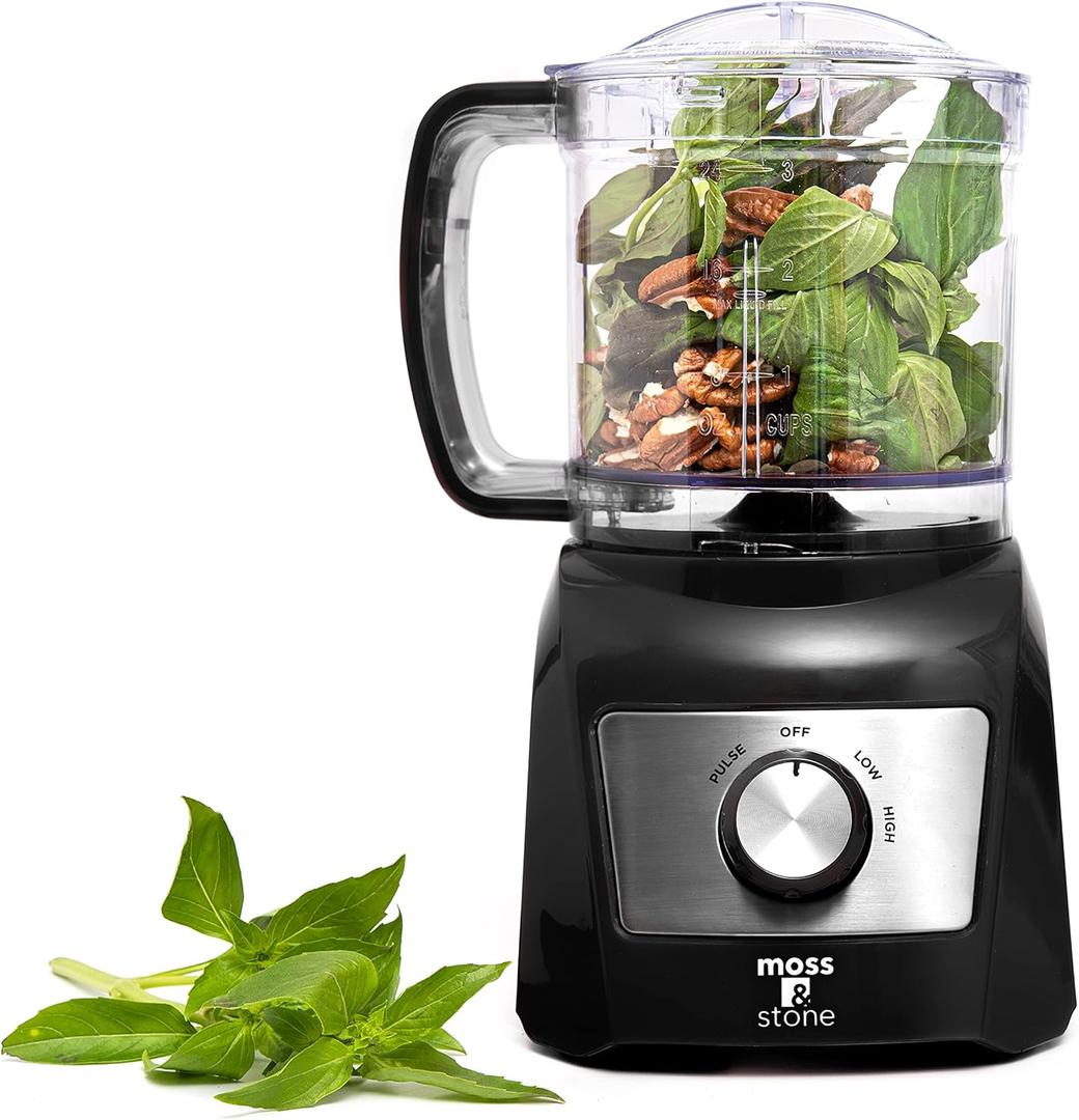 Moss & Stone 3 Cup Mini Food Processor, Strong Vegetable Chopper for Dicing, Chopping, Mincing, & Puree 300 Watts Mini Chopper With 2 Speeds, Perfect Baby Food Processor Black Moss & Stone 3 Cup Mini Food Processor, Strong Vegetable Chopper for Dicing, Chopping, Mincing, & Puree 300 Watts Mini Chopper With 2 Speeds, Perfect Baby Food Processor Black