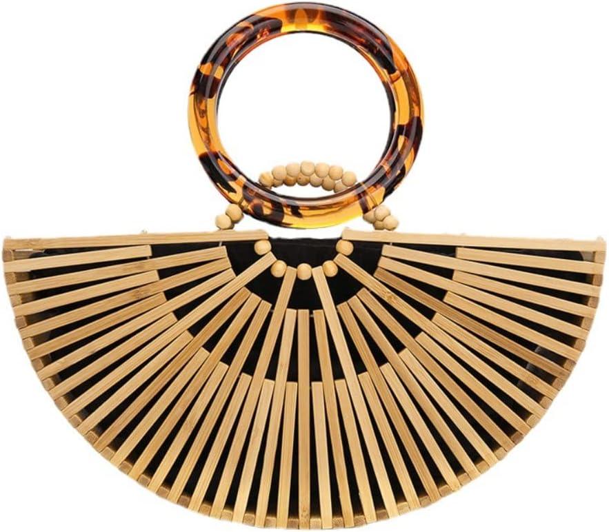 VAKAER Women Bamboo Purse Summer Beach Tote Bags Handmade Handbag with Inner bag (Large)